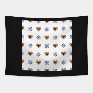 Gold And Blue Hearts Pattern Tapestry