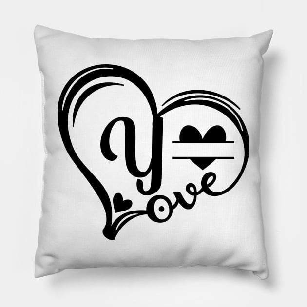 letter y monogram in the shape of love Pillow by Candy Store