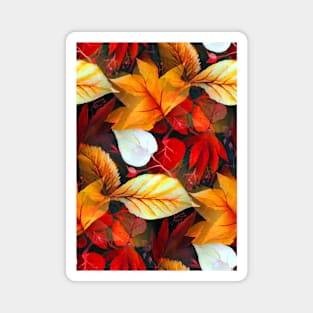 Realm of Foliage with Maple Leaves in Earth Warm Colors Magnet