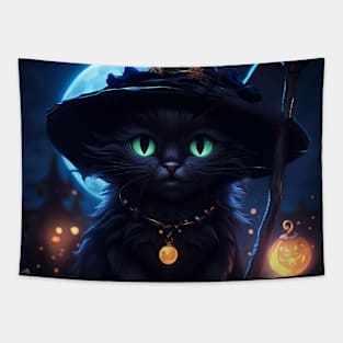 Cute Kitten Witch Tapestry