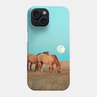 Horses Full Moon Western Landscape Phone Case