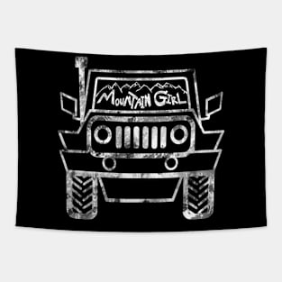 Mountain Girl 4x4 Jeep Driver off-road renegade rubicon wrangler off the beaten path Tapestry