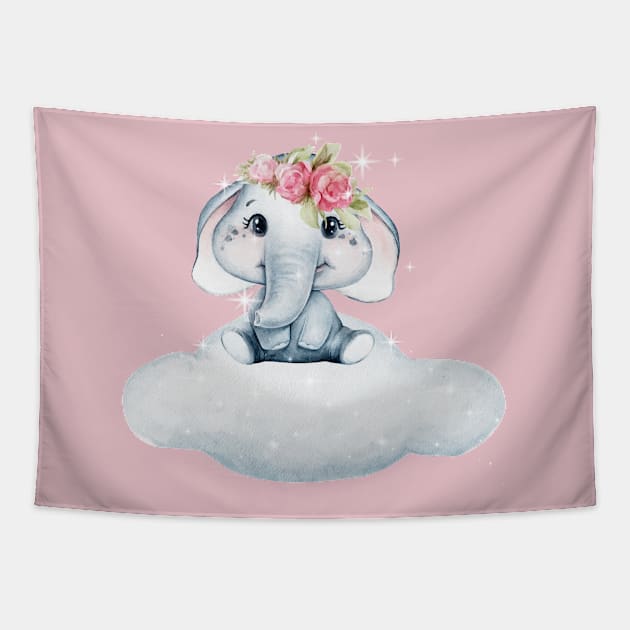 Baby Elephant on a Cloud Tapestry by Truth or Rare