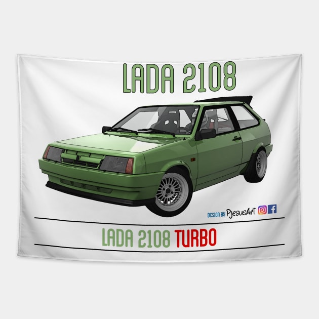 Lada 2108 Turbo Fern Green Tapestry by PjesusArt