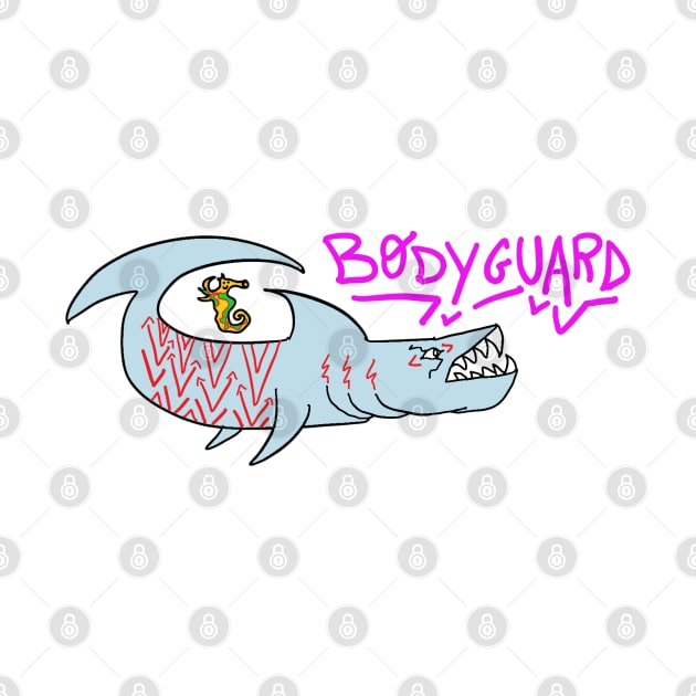 Bodyguard shark drawing by PaoloTorreShop