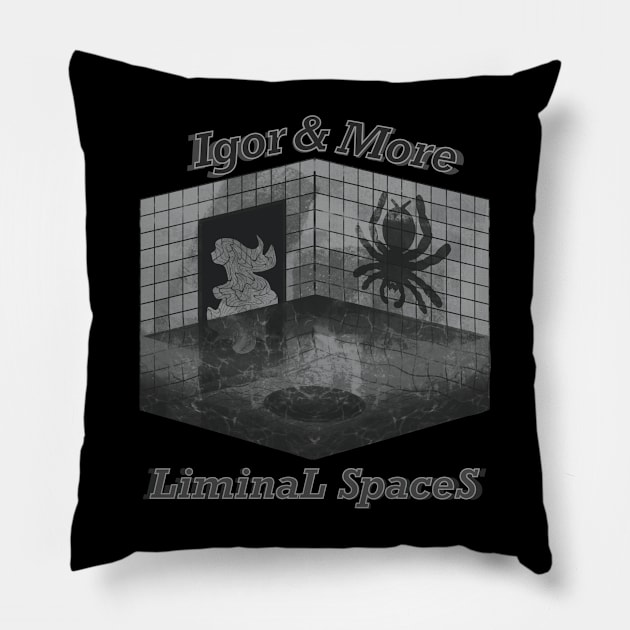 Igor & More Tarantula Liminal Spaces Grey Pillow by IgorAndMore