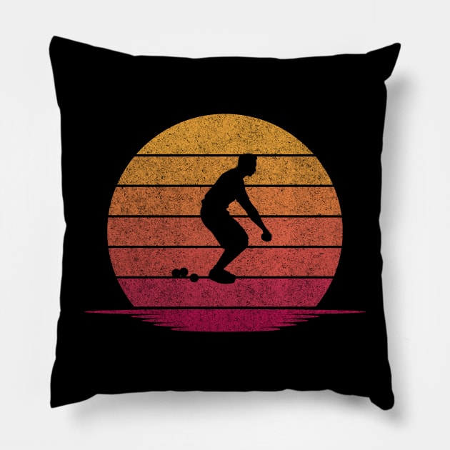 Awesome Funny Bocce ball Gift - Hobby Silhouette Sunset Design Pillow by mahmuq