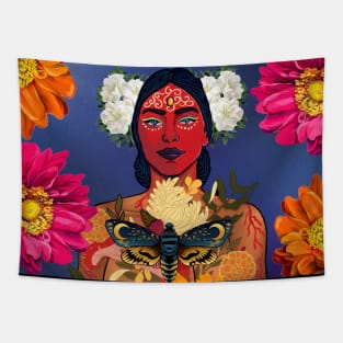 Woman with nature Tapestry