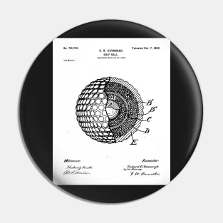 Golf Ball Patent - Golfer Art - Black And White Pin