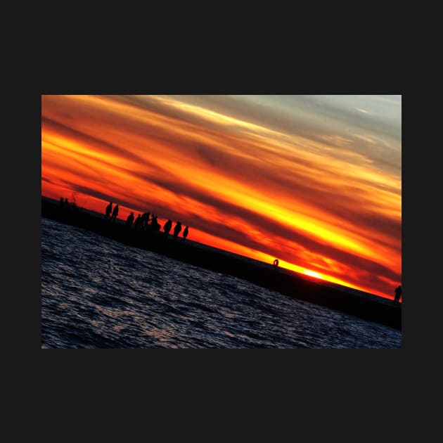 Abstract Slanted Sunset Pier Silhouette by 1Redbublppasswo