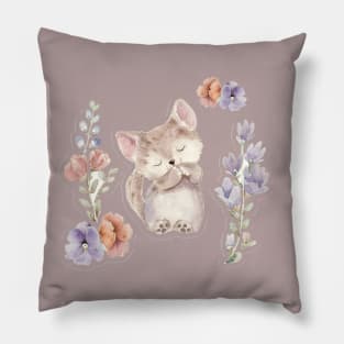 Kitten and flowers Pillow