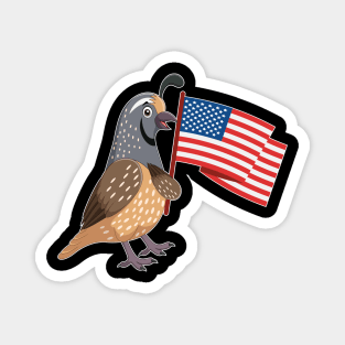 Quail American Flag USA Magnet