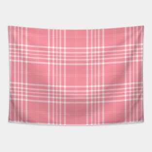 Pink and White Tartan Plaid Pattern Tapestry