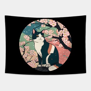 Cherry Blossom Cat Sakura Japanese Kawaii Tapestry