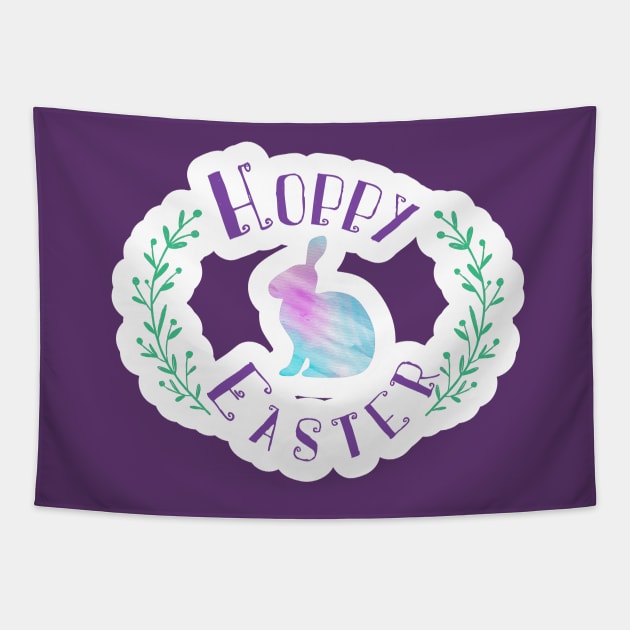 Hoppy Easter Watercolor Bunny Tapestry by FamilyCurios