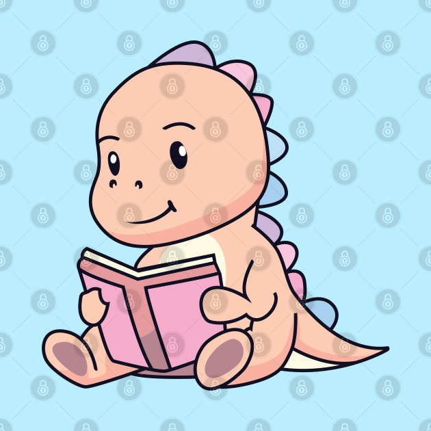 Cute Dinosaur Baby Reading Book -Dinosaur Birthday by Kawaii Bomb