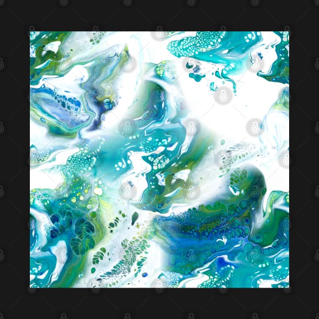 Blue, green, turquoise and white fluid Painting Pattern by nobelbunt