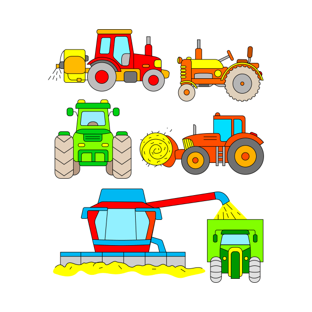 Combine Harvester Tractors Kids by samshirts