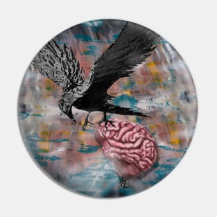 Bird Brain Ravens Abstract Art Pin