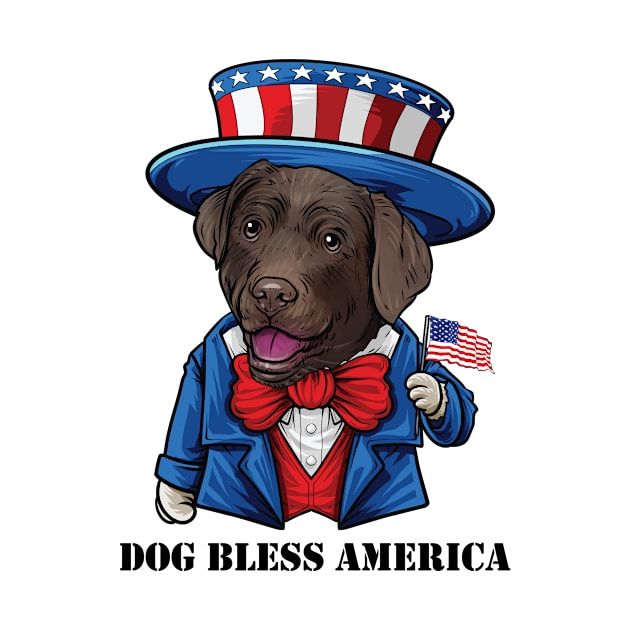 Chocolate Labrador Retriever Dog Bless America by whyitsme