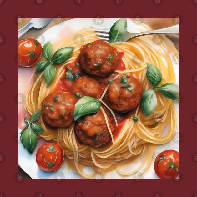 National Spaghetti Day - January 4 - Watercolor by Oldetimemercan