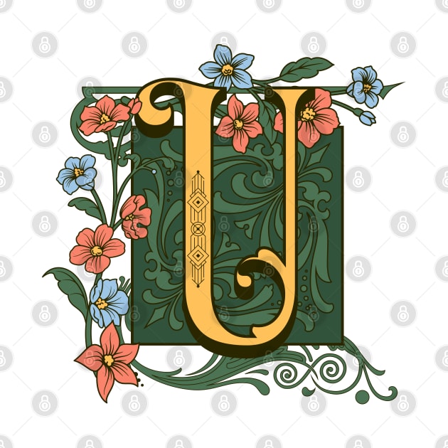 Art Nouveau Letter U, Ornamental Letter U, Art Deco by Promen Art