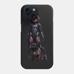 Black Pug Puppy and Heroic African Princess Phone Case