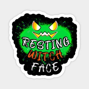 Resting Witch Face Jack O Lantern Green Pumpkin Splat Magnet