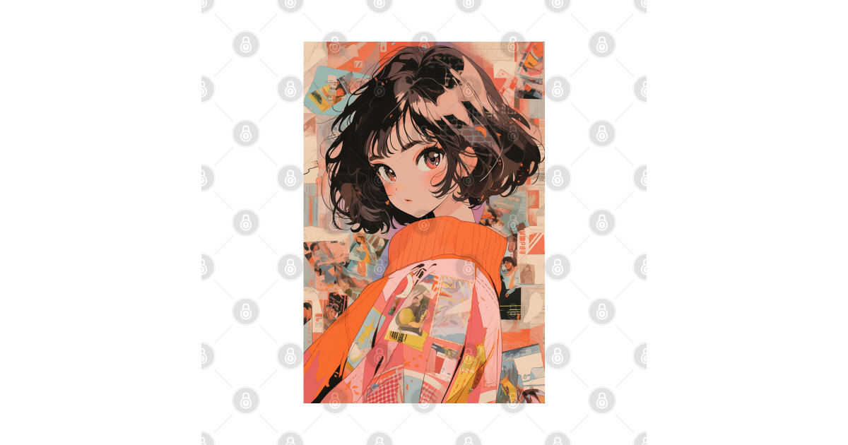 Collage Style Retro Anime Girl Anime Girls TShirt TeePublic