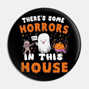 There's Some Horrors In This House Ghost Pumpkin Halloween Pin