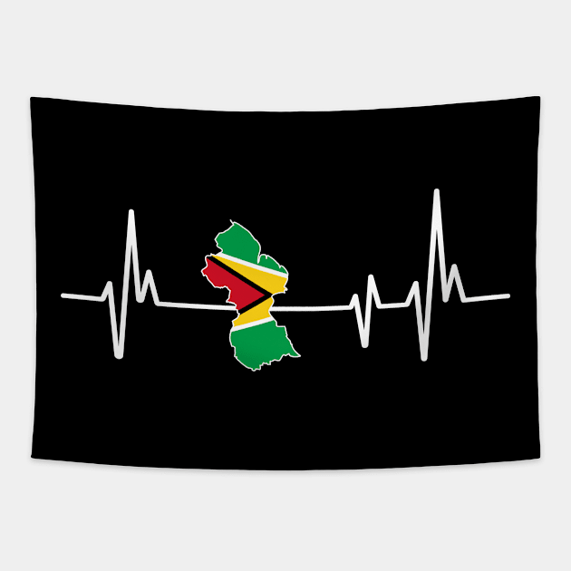 Heartbeat Design Guyanese Flag Guyana Tapestry by MGS