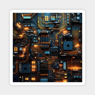 Cyber Circuit Cityscape Magnet