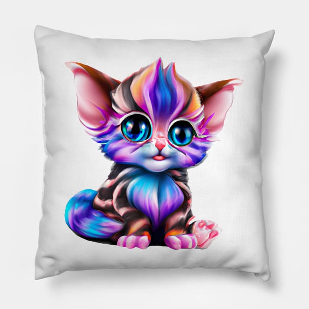 Adorable Striped Kitten Pillow by CBV