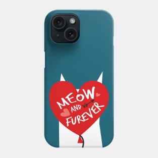 White cat with heart balloon Phone Case