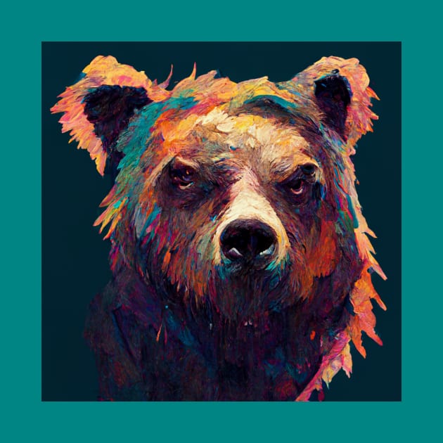 Grumpy Grizzly Bear Head by Liana Campbell