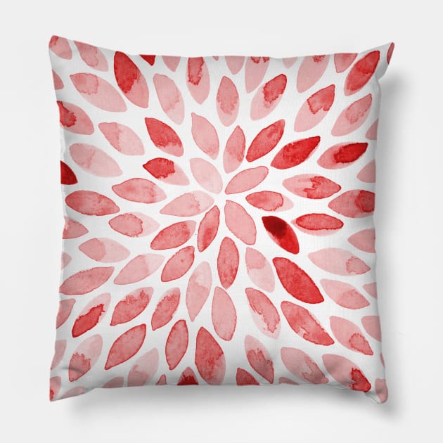 Watercolor brush strokes - red Pillow by wackapacka