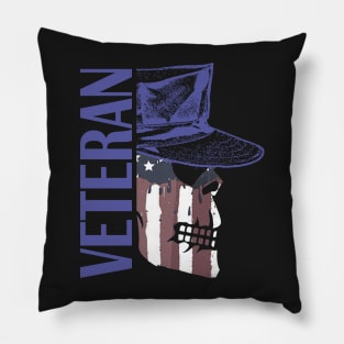 Veteran Painted American Flag Military Skull Pillow