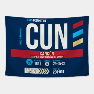 Cancun (CUN) Airport Code Baggage Tag Tapestry