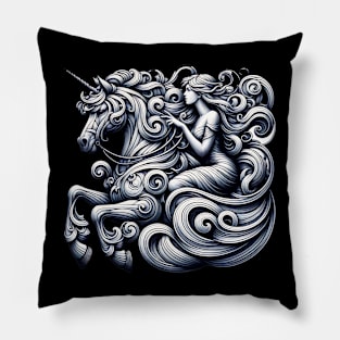 Unicorn and a woman Pillow