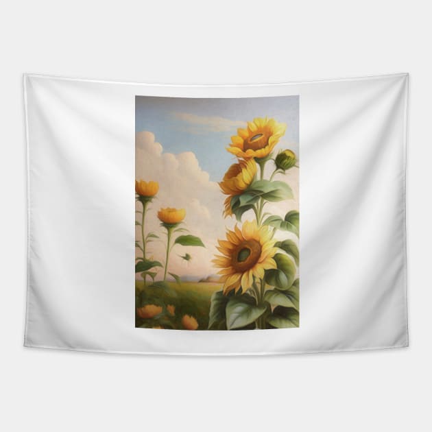 Field Of Sunflowers Tapestry by NikkiBear67