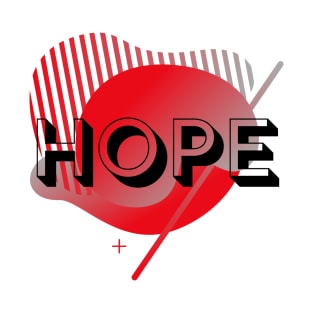 Hope - Red and Gray Graphic Design T-Shirt