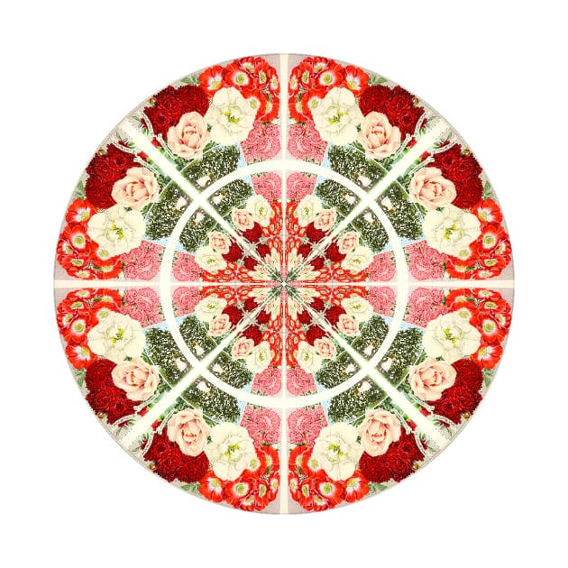 Vintage Red White and Pink Rose Abstract by SeaChangeDesign