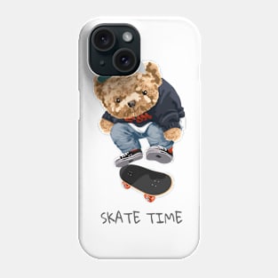 Cute bear design "Skate time" Phone Case