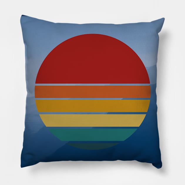 Rainbow Sunset in Mountains Pillow by livmilano