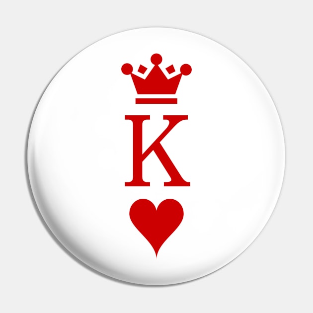 Classy Valentine's Day King Of Hearts Classic Playing Card Style Pin by InkPxel
