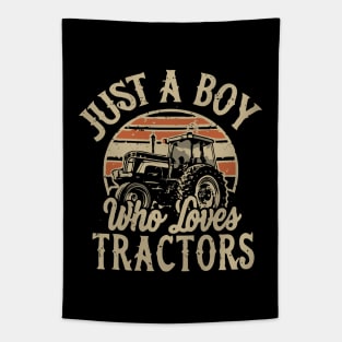 Just A Boy Who Loves Tractors. Farmer Tapestry