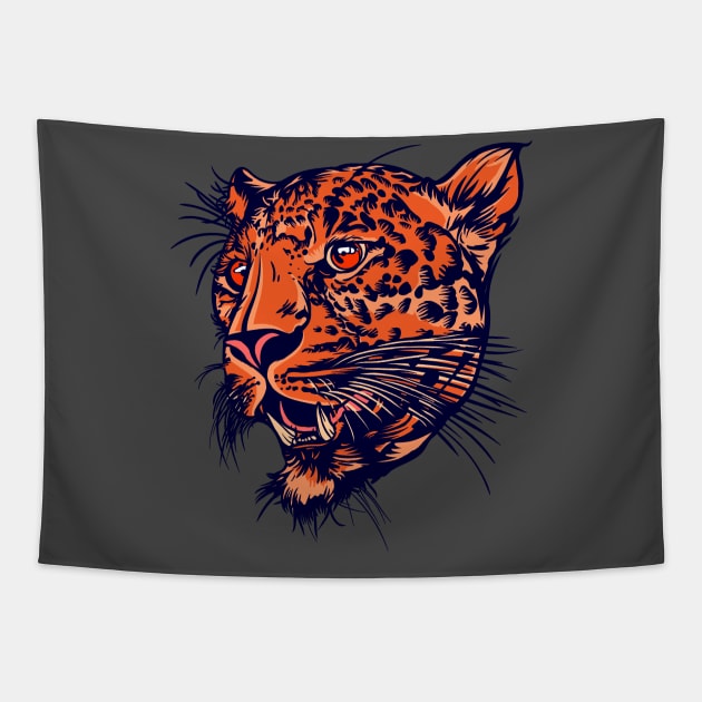 Leopard's Head Tapestry by TomCage