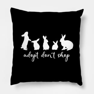 Adopt Don't Shop - Alternate Bunny Edition (White) Pillow