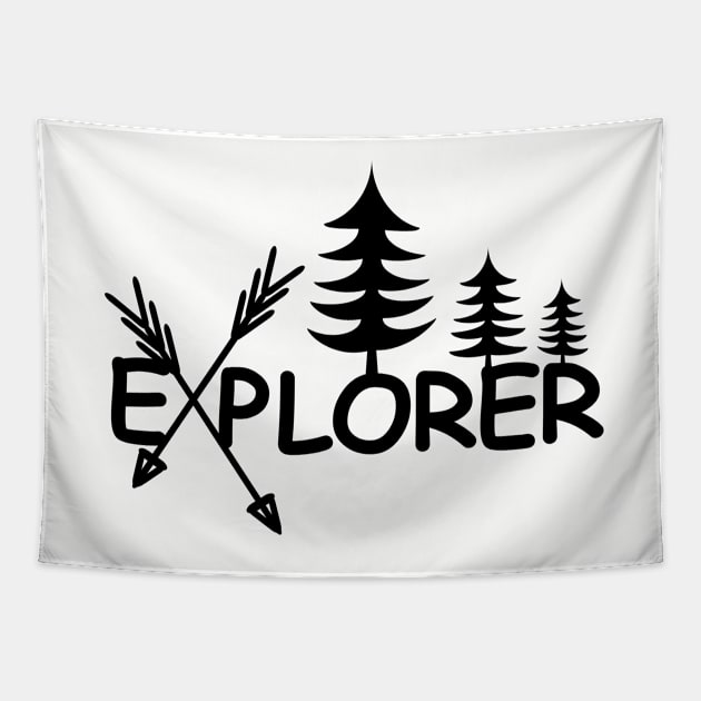 Explorer Outdoors Black Design Tapestry by VelvetRoom