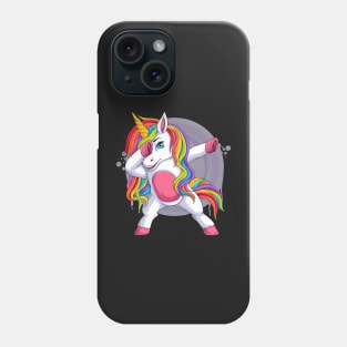 funny unicorn with blue eyes doing dabbing dance Phone Case